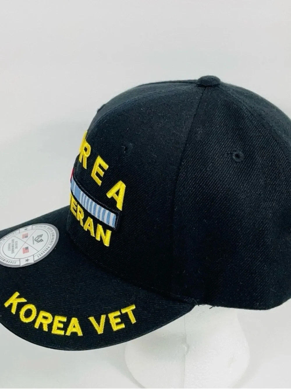 Korea Veteran Embroidered Patch Black Strapback Hat Cap